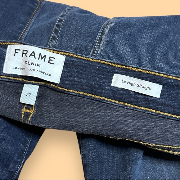 NWOT FRAME Le High Straight Distressed Jeans in Majesty Deep Blue. Size 27👖 - Picture 11 of 14